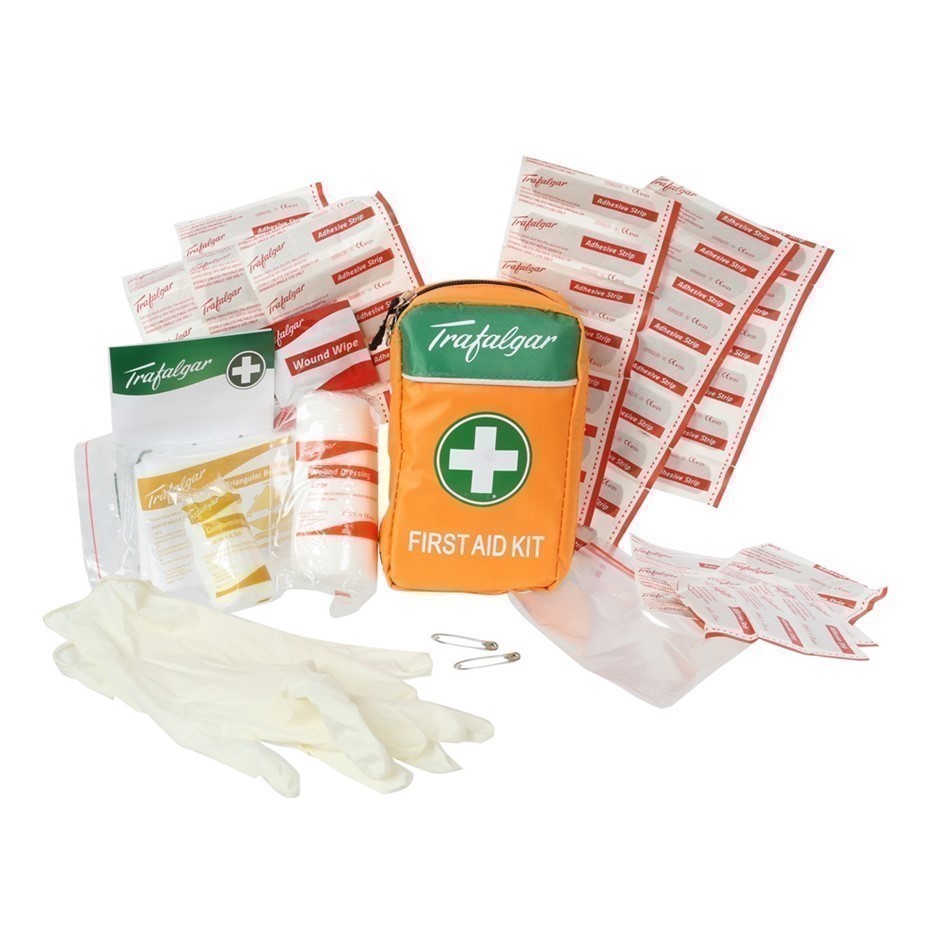 3 x TRAFALGAR 62pc Personal First Aid Kits in Hi-Vis Nylon Zip Case 200 x 1