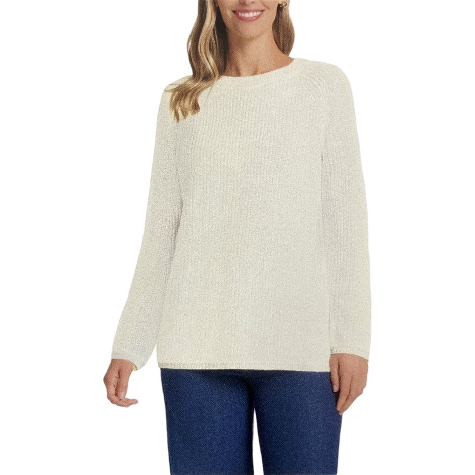 MATTY M Women's Rib Sweater, Size XS, Ivory. NB: faint minor shop soil.