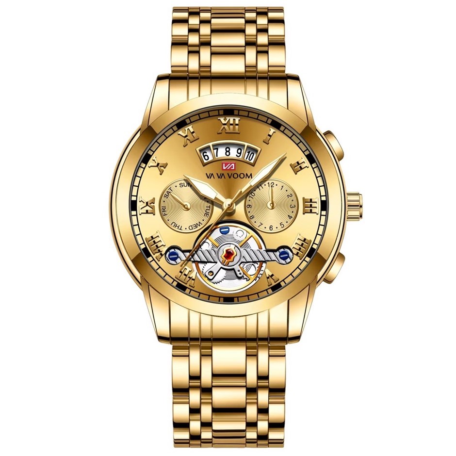 Tourbillon Glow in the Dark Sports Men's Watch, Gold