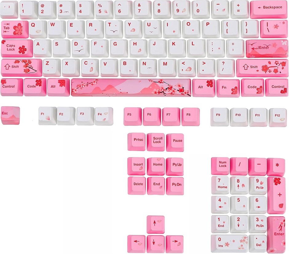 GTSP 104 Sakura Keycaps Cute Japanese Custom Gaming keycap Set of Dye-Sub O