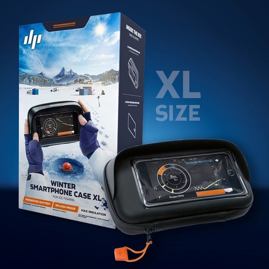 DEEPER WINTER Smartphone Case for Ice Fishing (XL Size), Black, One Size