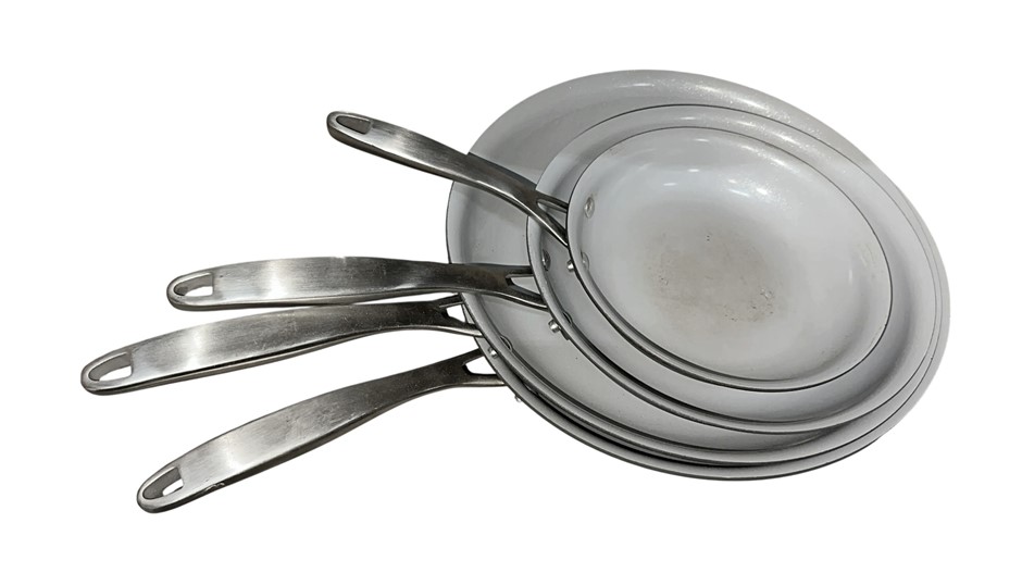 TRAMONTINA 4 Piece Hard Anodized Skillets Ceramic Non-Stick Interior. 8 in,