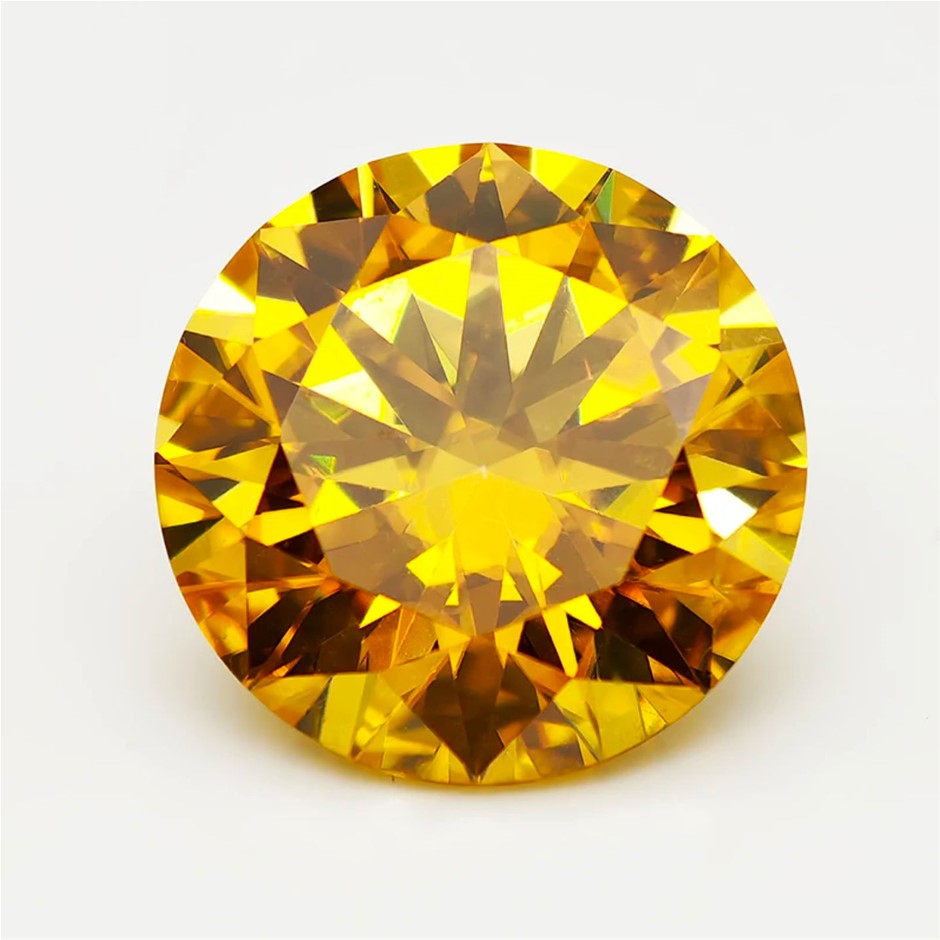 5.00ct Round Cut Golden Moissanite. GRA Certified