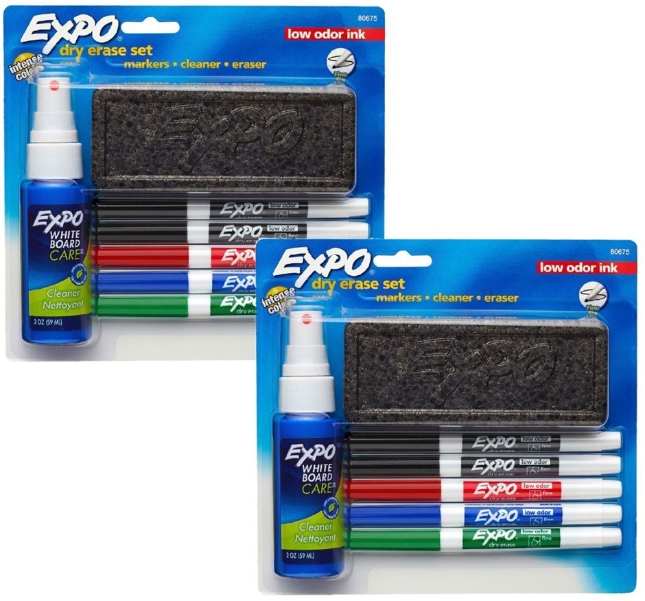 2 x EXPO Dry Erase Whiteboard Marker Fine Tip Starter Set (Pack of 6)