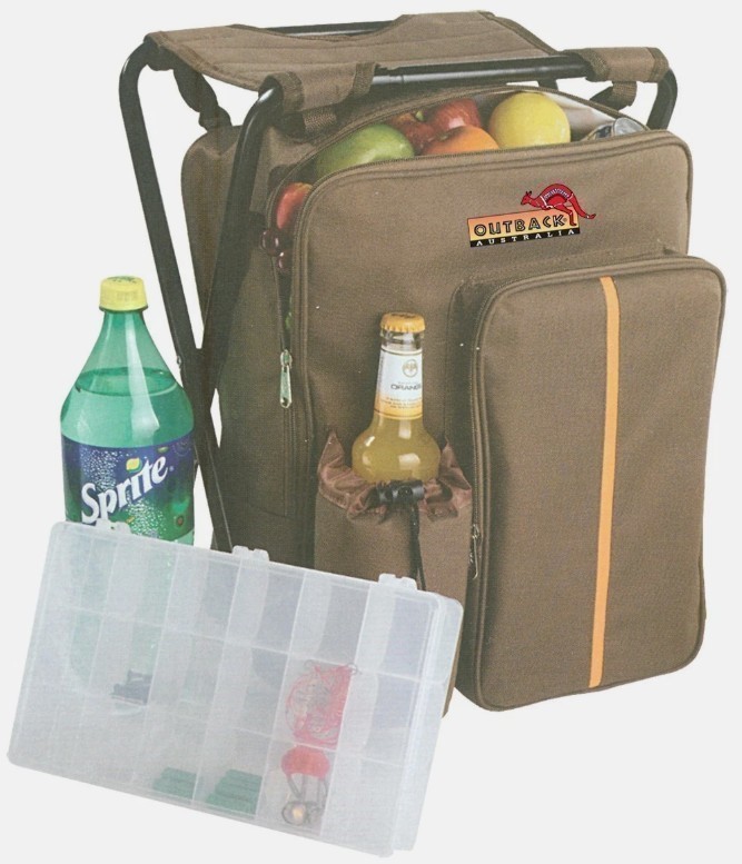 Fishing Stool Backpack Insulated Bottle Cooler Compartment Camping Picnic (