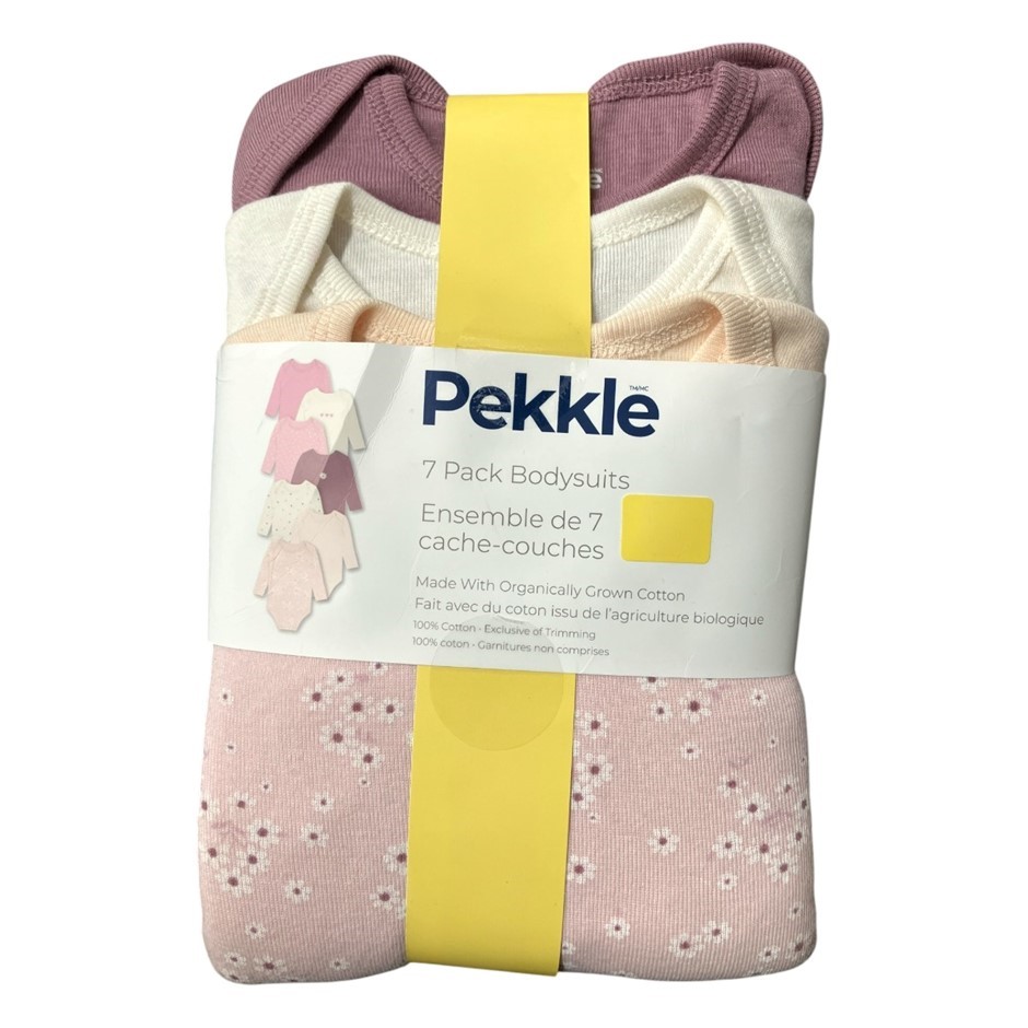 PEKKLE 7-Pack Bodysuits, Size 6m (00), Girls. Buyers Note - Discount Freig