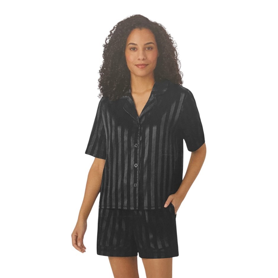 MIDNIGHT Women's 2pc Satin PJs, Size XL, Black. Buyers Note - Discount Fre