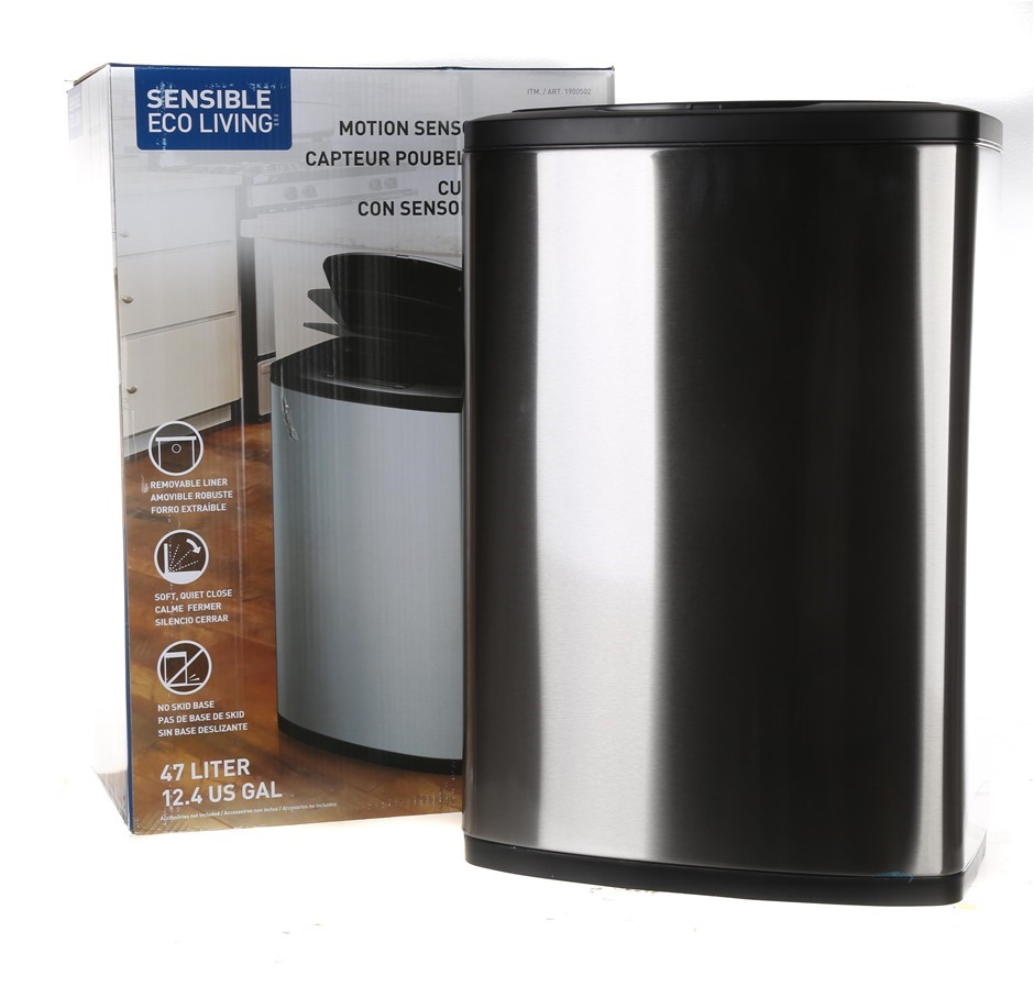 2 x SENSIBLE ECO LIVING 47L Motion Sensor Bin, Deodorizer Holder. N.B. Uses