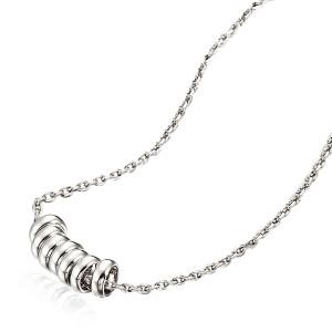 Rhodium Plated 7 Ring Lucky Charm Necklace