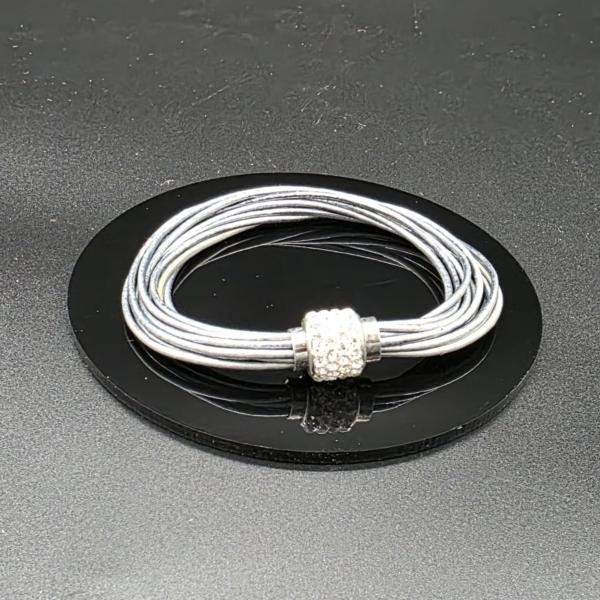 Designer Simulated Diamond Ball Bracelet  with Multi Silver Bands