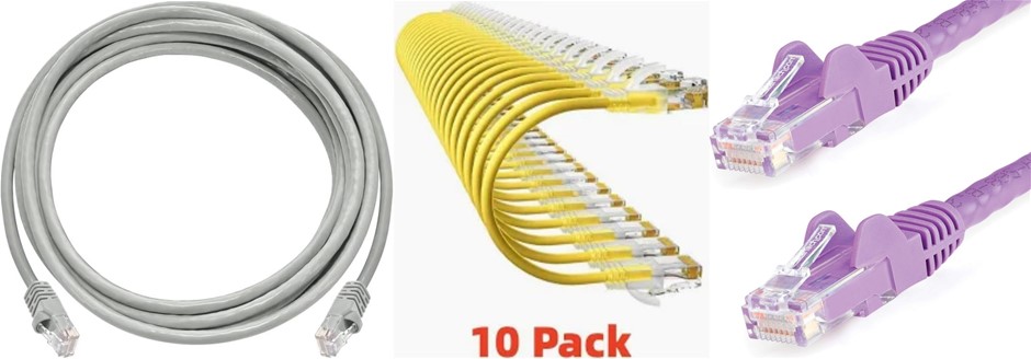 BUNDLE 3pck of Monoprice Cat6A Ethernet Patch Cable - 1 feet - Yellow | Sna
