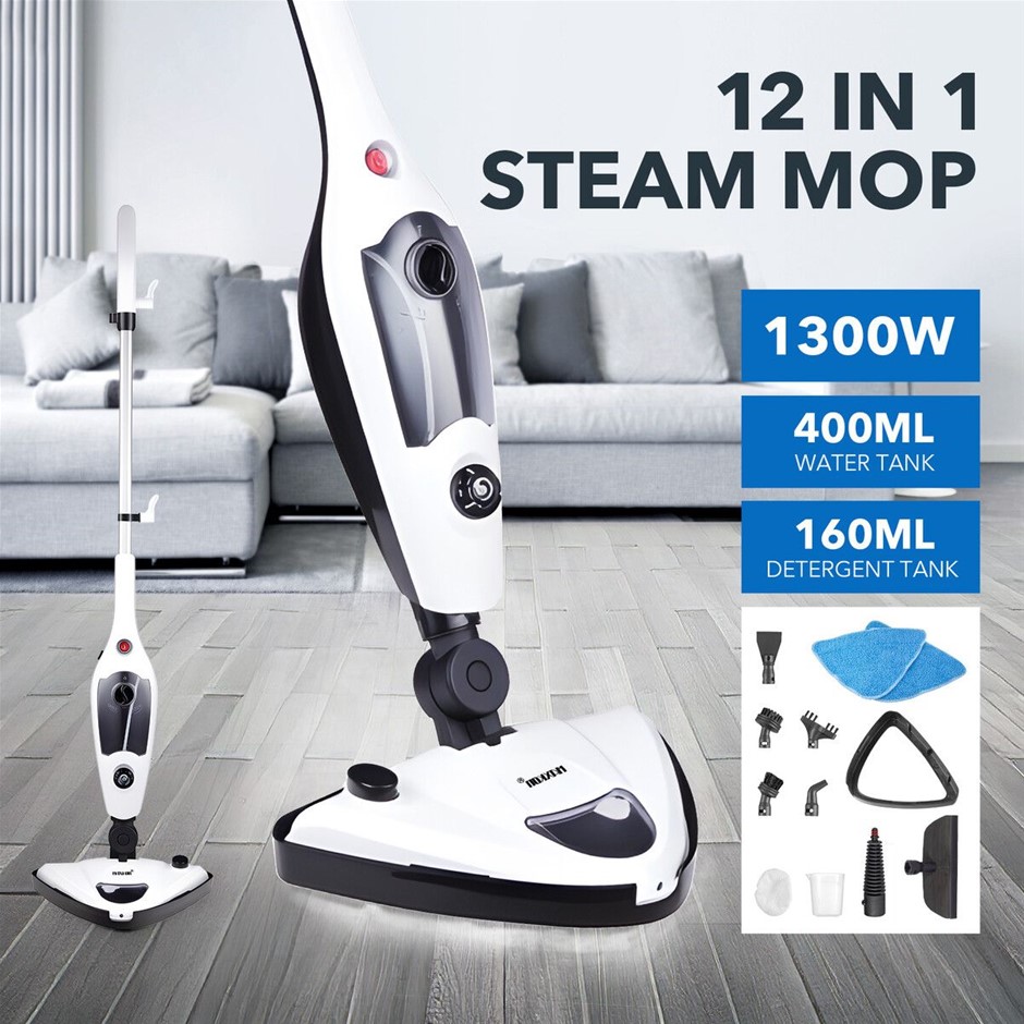 12-in-1 1300W Steam Mop Handheld Steamer Floor Carpet Window Cleaner