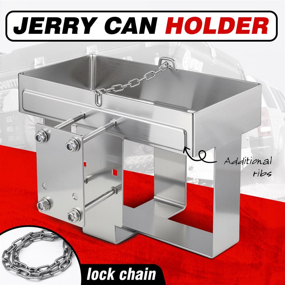 Single Steel Lockable Jerry Can Holder Silver for Camper Caravan Trailer