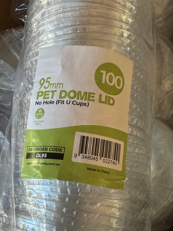 12 PACKS OF 95ML PET DOME LIDS NO HOLE
