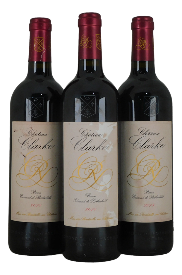Baron Edmond de Rothschild Château Clarke 2018 (3x 750mL), France.