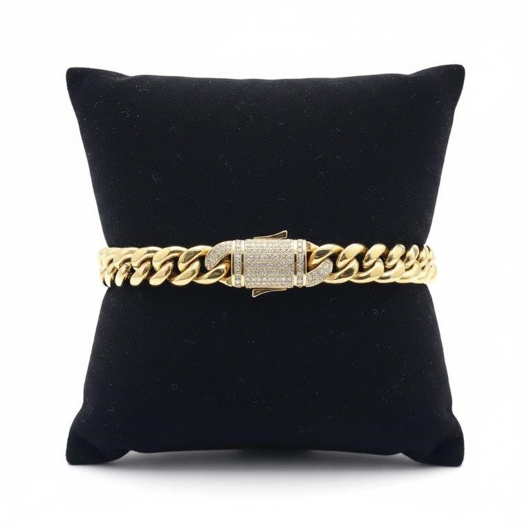 18k Yellow Gold Filled Cuban Bracelet stamped(18K)-22cm