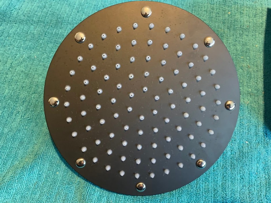 2 x Round Shower Heads, 200mm, Black (Unused)