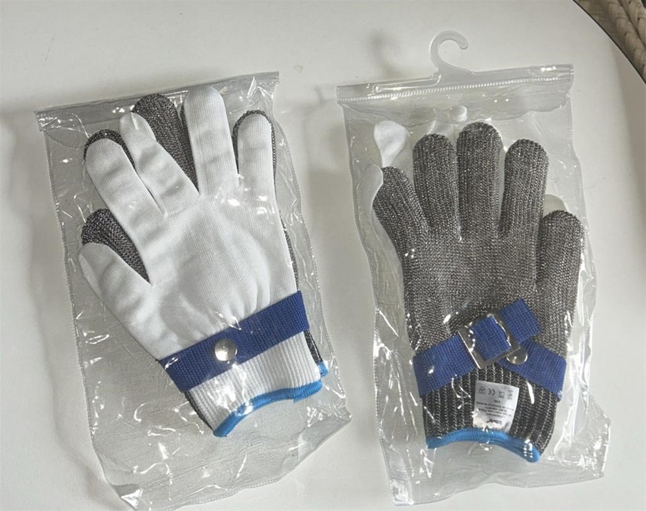 2x Stainless Steel Cut Resistant Gloves