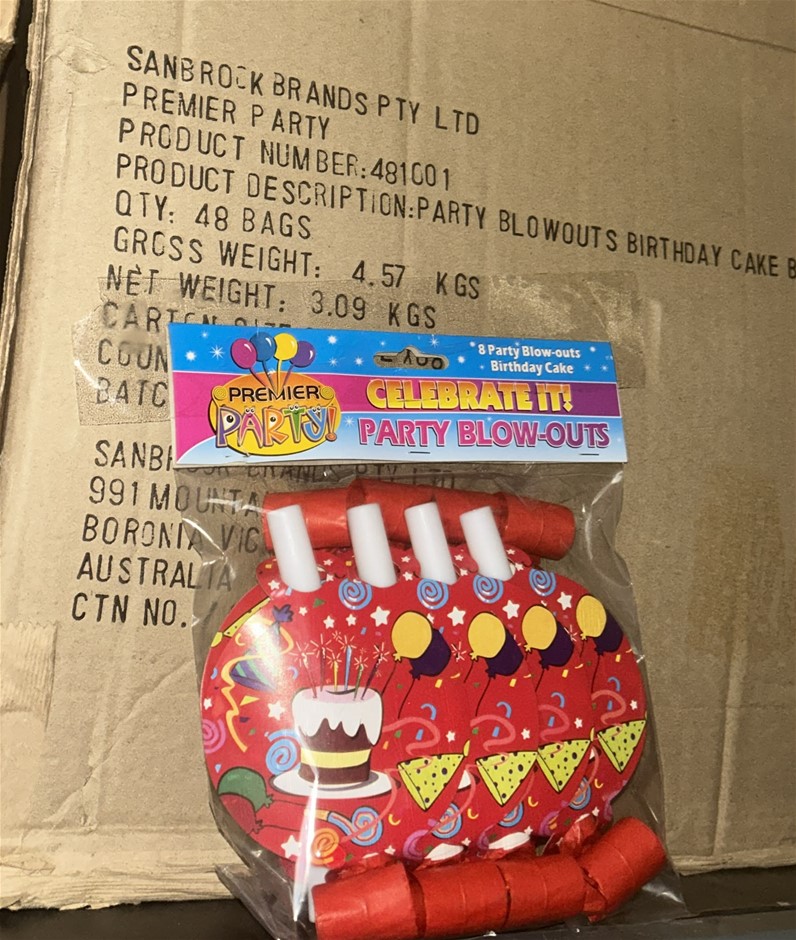48x Party Blow-Out Bags (Birthday Cake)