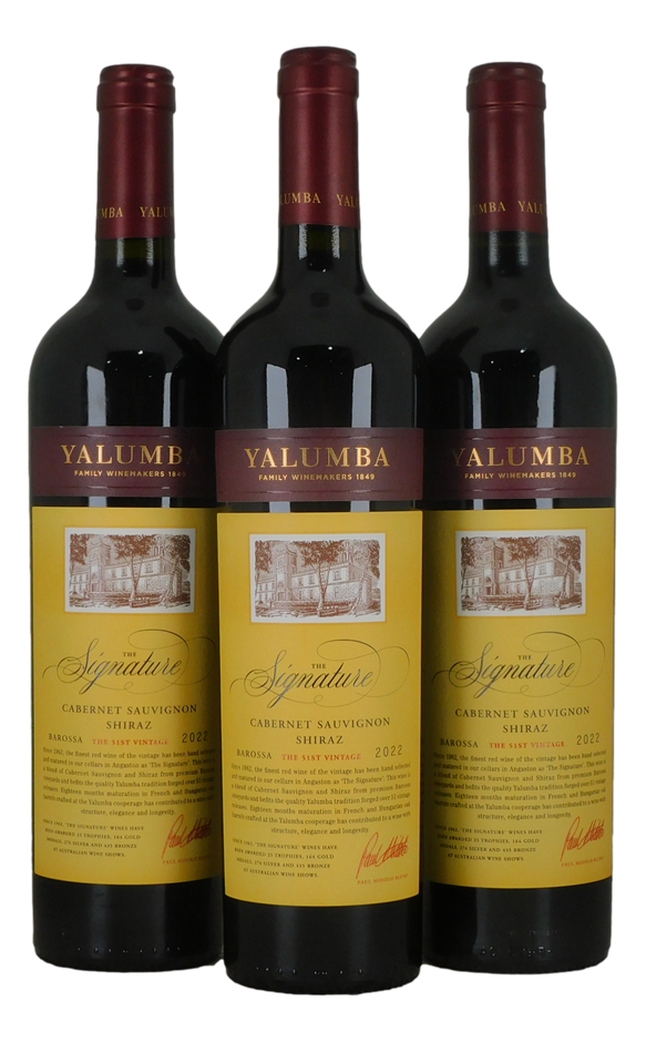 Yalumba Signature Cab Sauv Shiraz 2022 (3x 750mL), Barossa.