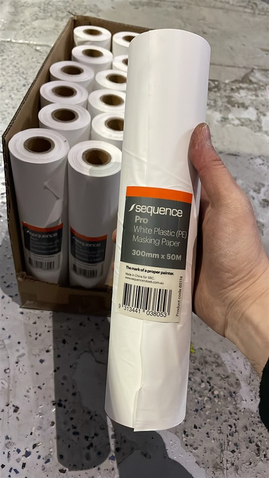 Sequence Pro White Plastic Painters Masking Paper Film – 300mm x 50 Metres