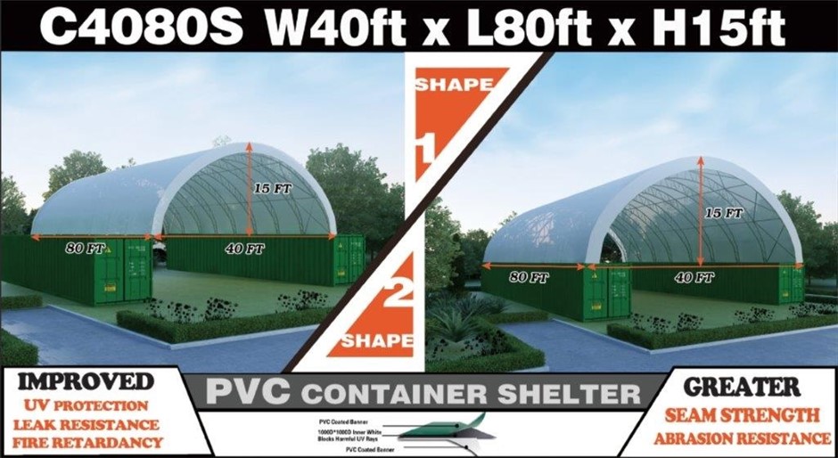 40ft x 80ft Container Shelter-Double Trussed (Unused),