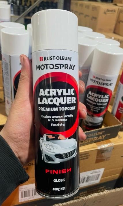 (Box of 6 Cans) -Rust-Oleum Motospray Premium Acrylic Lacquer Top Coat 400g