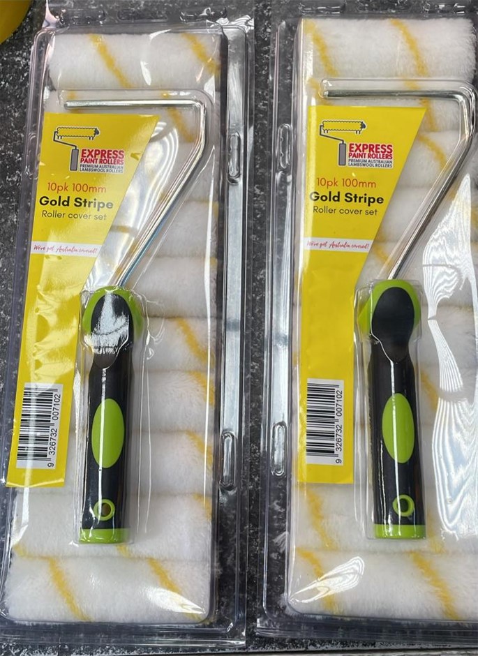 (twin pack) Express Paint Rollers - 100mm Roller Set – 10 Pack with Frame