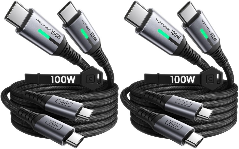 2X INIU USB C to USB C Cable, 100W [2-Pack/2m+2m] PD Fast Charging Type C C