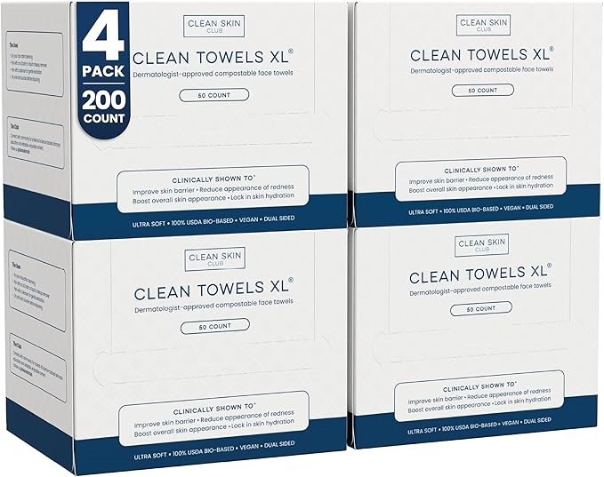 CLEAN SKIN CLUB Clean Towels XL,World's 1ST Acne Fighting Biodegradable Fac