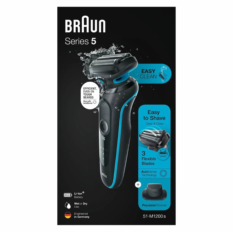 BRAUN S5 Electric Shaver With Precision Trimmer, 51-M1200s. N.B: Minor use,
