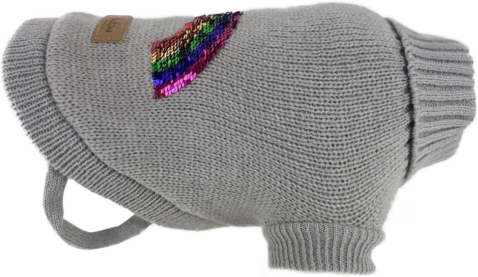 HUSKIMO Rainbow Dog Jumper, Grey, 52.5cm, HJRA52GR.