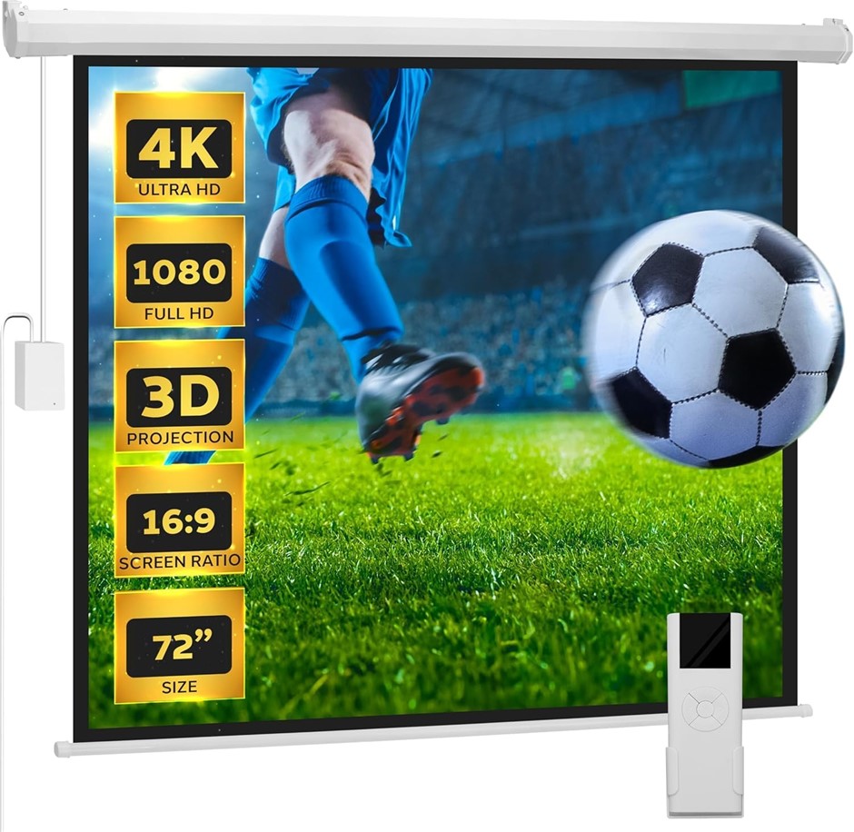 PYLE 72" Projector Screen, Motorized with Remote Control