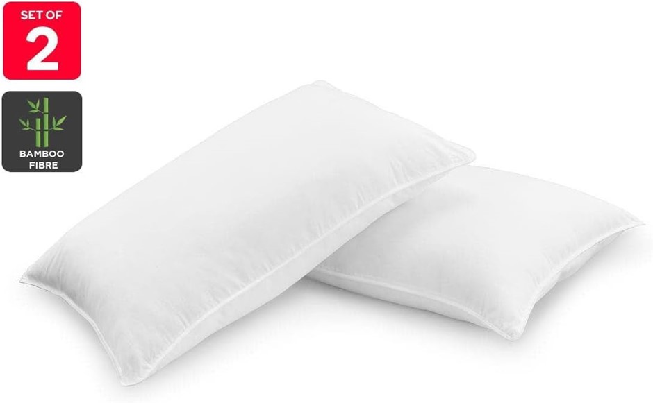 OVELA Bamboo Fibre Pillows, Set of 2, White.