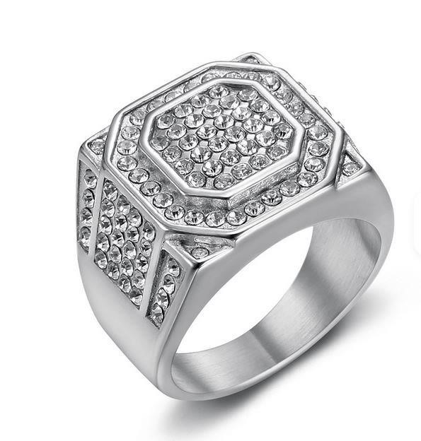 Italy 925 Silver Hip Hop Men's Ring (Stamps)-10 US