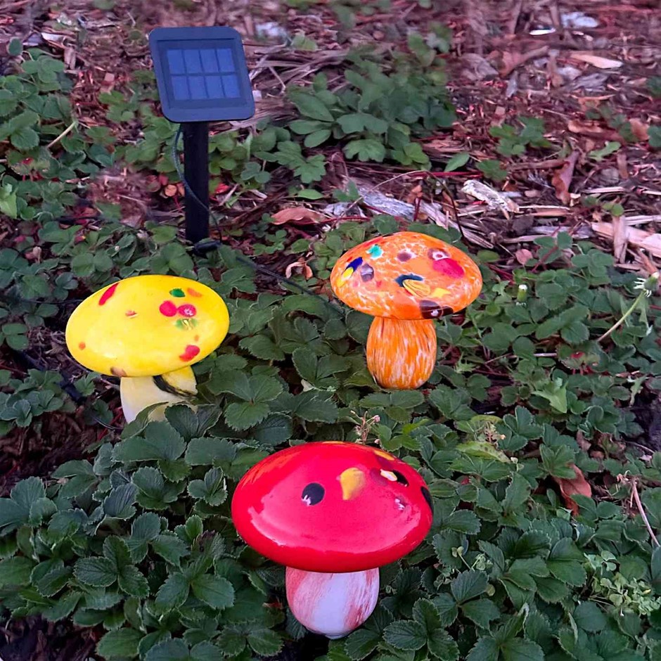INFINITY X1 Solar Glass Mushroom Landscape Lights 3pc Pack. NB: 1 x mushroo