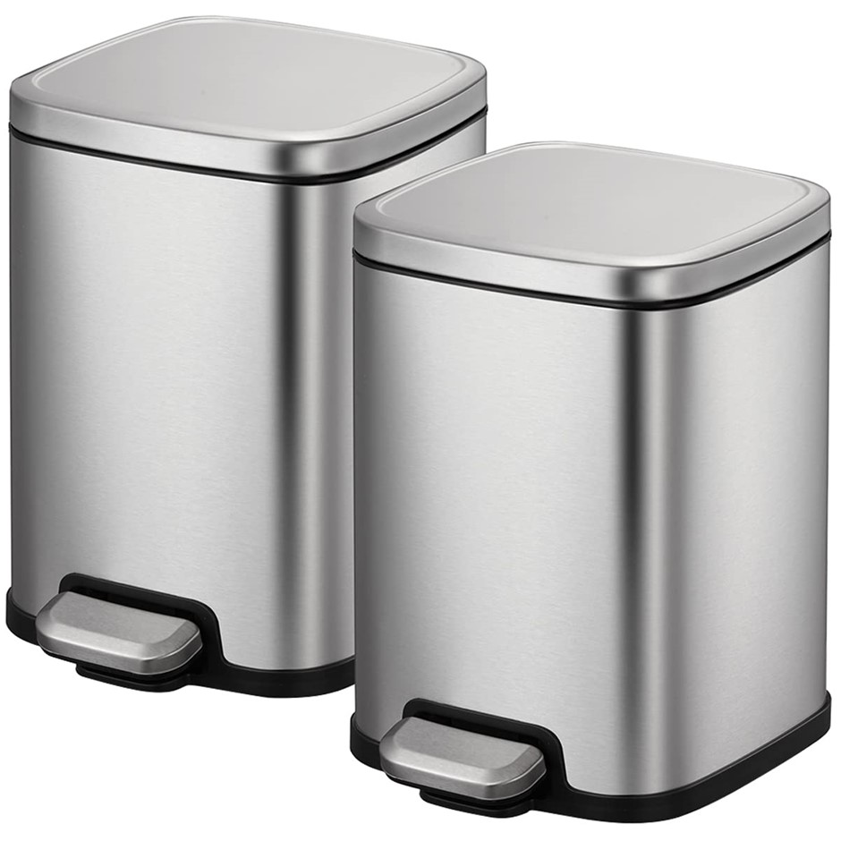 2 x EKO Eco Sensible Living Step Trash Can, 6L. N.B: Has some dents & not i