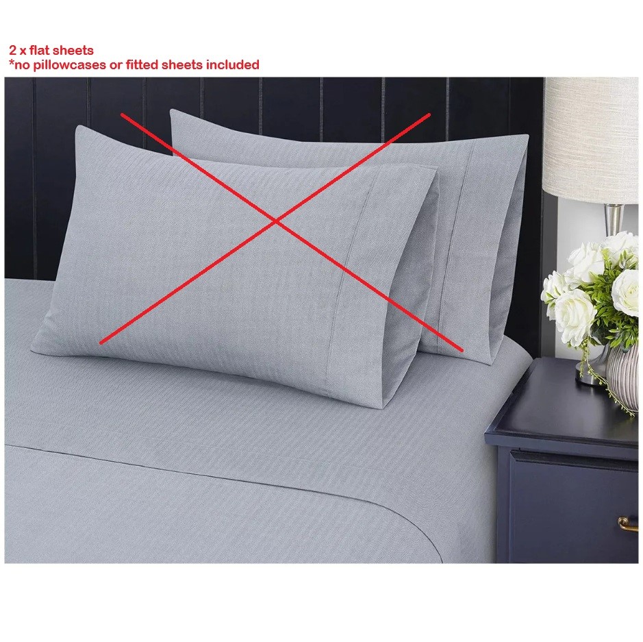 2 x SOUTH POINT Home Fashions Poly Flannel Flat Sheets, Textured Chevron. N