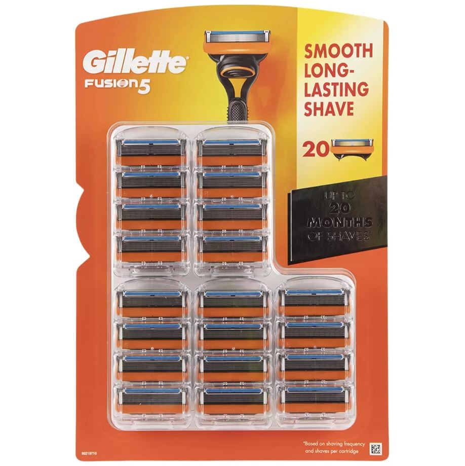 Pack of 20pc GILLETTE Fusion Manual Razor Cartridges., N.B: Damaged packagi