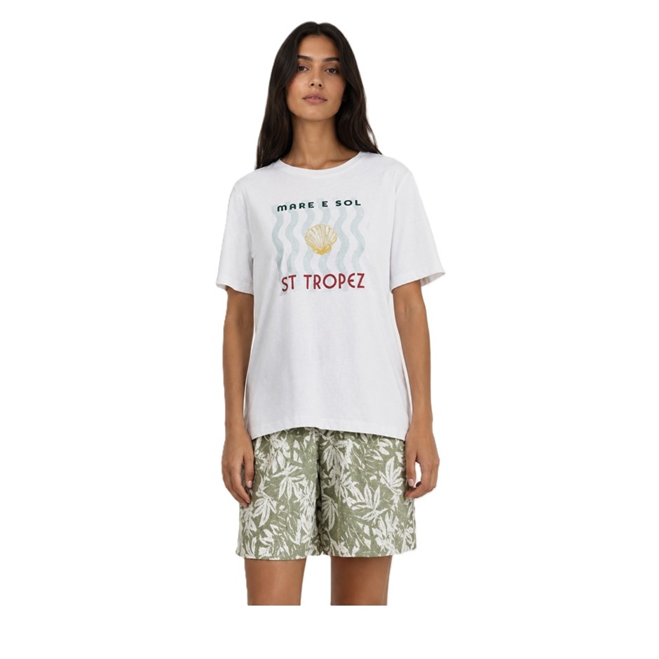JAG Women's Oversized Printed Tee, Size 6, 100% Cotton, White, AG2134. Buy