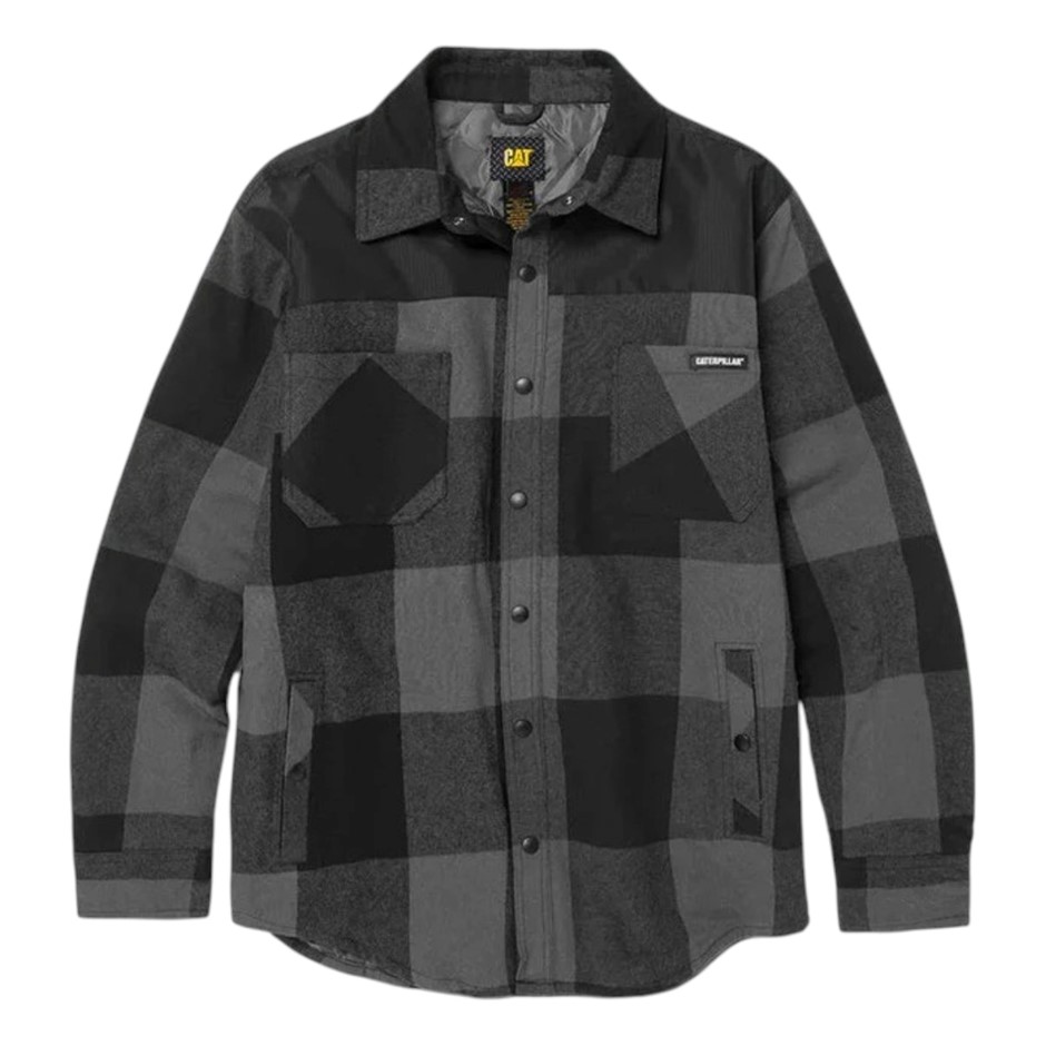 CAT Block Check Insulated Shirt Jacket, Size S, Pitch Black (10121), 804000