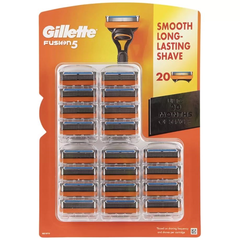 Pack of 20pc GILLETTE Fusion Manual Razor Cartridges., N.B: Damaged packagi
