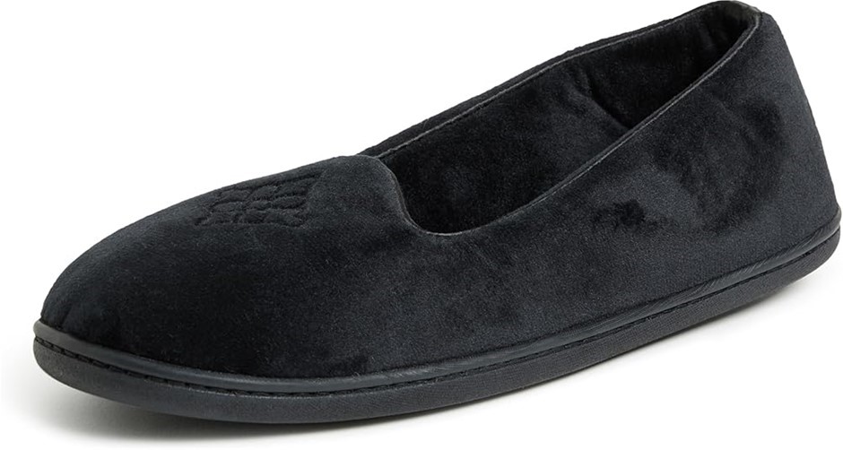 DEARFOAMS Women's Rebecca Chenille Closed Back Slipper, US5-6W/EU36-37, Bla