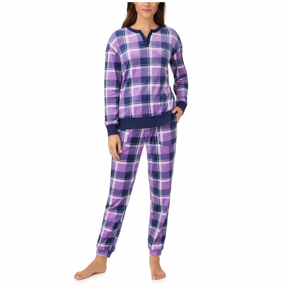 NAUTICA Women's 2pc Fleece Sleep Set, Size S, Purple. Buyers Note - Discou