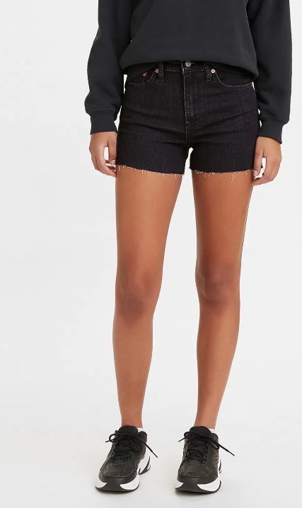 LEVI'S Women's High-Rise Slim Shorts, Size 30, 70% Cotton, Black (0038), 72
