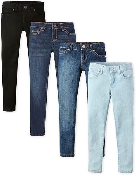 4pk x THE CHILDREN'S PLACE Girl's Super Skinny Jeans, Size 8, Black/Indigo/