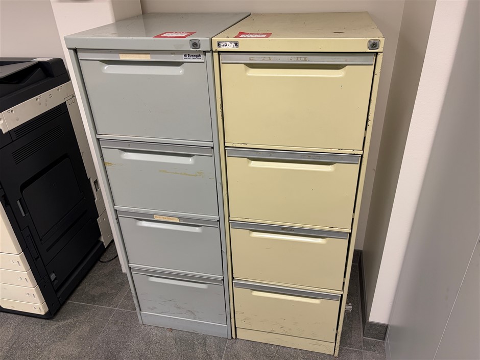 2x Steel 4 Drawer Filing Cabinets