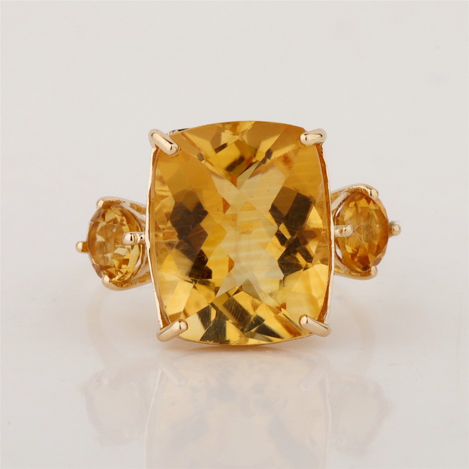 Yellow Gold Natural Citrine / Natural Citrine Ring