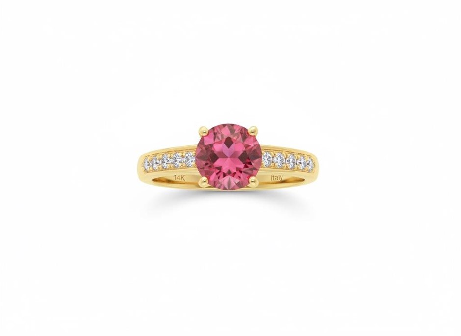 14K/Italy 1.0ct Ruby Stone Yellow Gold Filled Ring(stamped)-6US-Bonus Gift