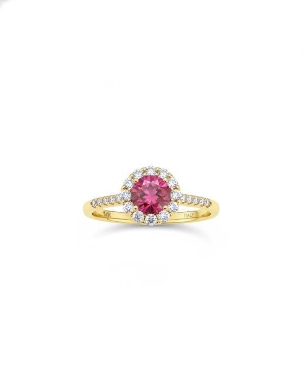 14K/Italy 1.0ct Ruby Stone Yellow Gold Filled Ring(stamped)-7US-Bonus Gift
